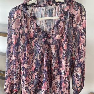 All Saints Snakeskin / Floral semi sheer blouse